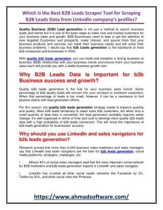 Which is the Best B2B Leads Scraper tool for scraping b2b leads data from LinkedIn company’s profiles