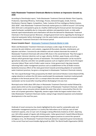 India Wastewater Treatment Chemicals Pricing, News Analysis