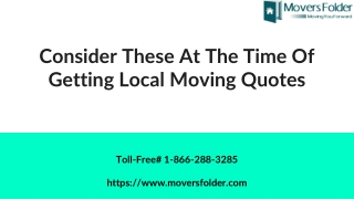 Consider These at the Time of Getting Local Moving Quotes