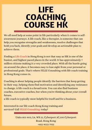 Life Coaching Course HK
