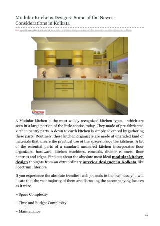 Modular Kitchens Designs- Some of the Newest Considerations in Kolkata