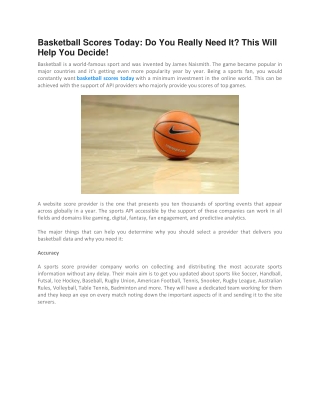 Basketball Scores Today: Do You Really Need It? This Will Help You Decide!