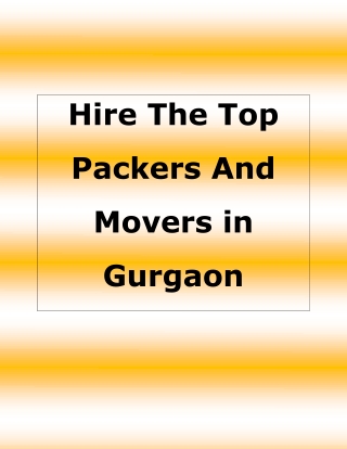 Hire the top packers and movers in Gurgaon
