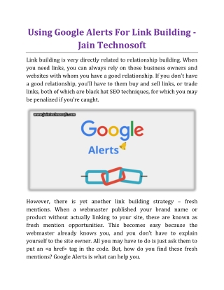 Using Google Alerts For Link Building - Jain Technosoft