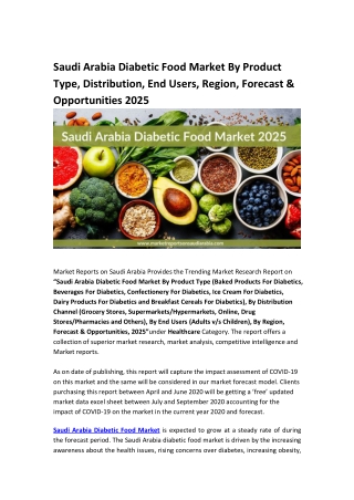 Saudi Arabia Diabetic Food Market Research Report Forecast to 2025