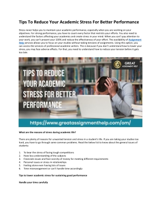 Tips To Reduce Your Academic Stress For Better Performance