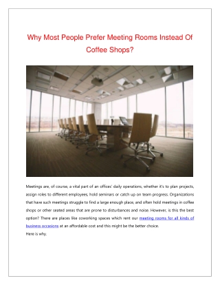 Why Most People Prefer Meeting Rooms Instead Of Coffee Shops?