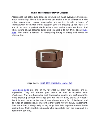 Hugo Boss Belts: Forever Classic!