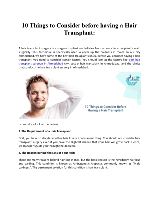 Hair Transplant Surgery in Ahmedabad