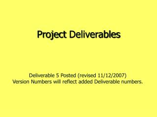 Project Deliverables