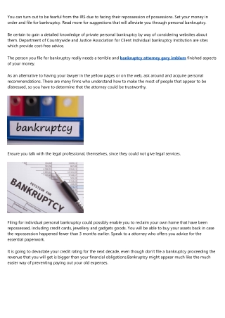 Suggestions Of Other Available Choices Besides Personalized Individual bankruptcy