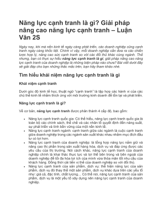 Năng lực cạnh tranh là gì? Giải pháp nâng cao năng lực cạnh tranh - Luận Văn 2s