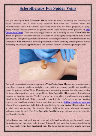 Sclerotherapy For Spider Veins