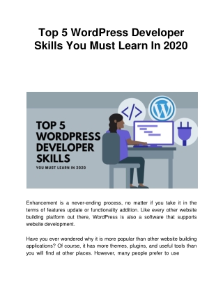 Top 5 WordPress Developer Skills You Must Learn In 2020