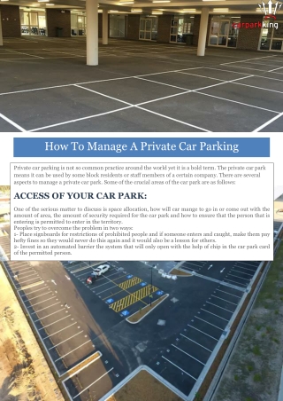 How To Manage A Private Car Parking