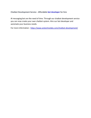 Chatbot Development Service - Affordable bot developer for hire