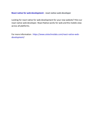 React native for web development - react native web developer
