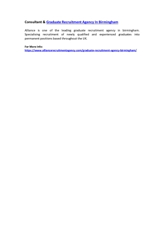 Consultant & Graduate Recruitment Agency In Birmingham