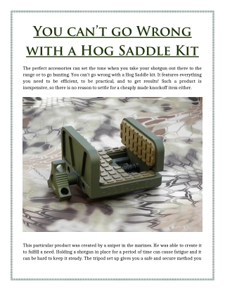 You can’t go Wrong with a Hog Saddle Kit