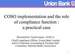 COSO implementation and the role of compliance function : a practical case