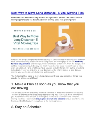 Best Way to Move Long Distance - 5 Vital Moving Tips