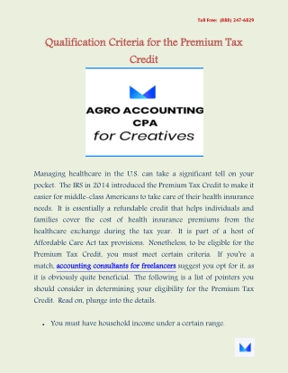 Qualification Criteria for the Premium Tax Credit