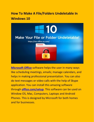 How To Make A File/Folders Undeletable In Windows 10