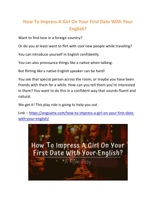 How To Impress A Girl On Your First Date With Your English?
