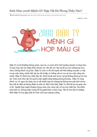 Sinh Năm 2008 Mệnh Gì? Hợp Với Đá Phong Thủy Nào?