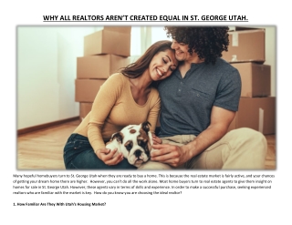 WHY ALL REALTORS AREN’T CREATED EQUAL IN ST. GEORGE UTAH.