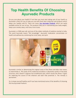 Top Health Benefits Of Choosing Ayurvedic Products