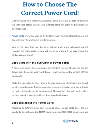 How to Chose The Correct Power Cord!