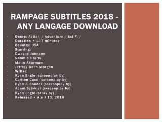 Rampage subtitles 2018 - Any Langage Download
