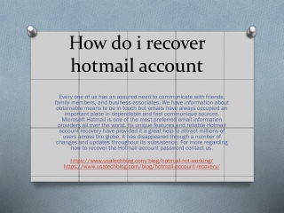 how do i recover hotmail account