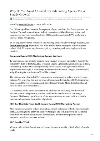 Why Do You Need A Dental SEO Marketing Agency For A Steady Growth?