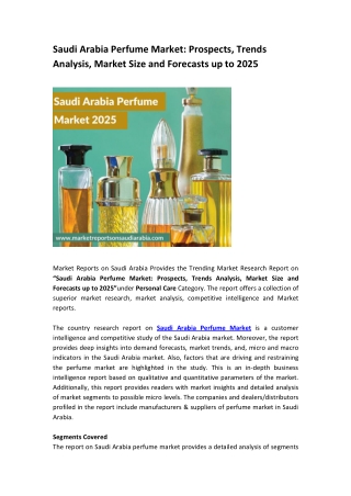 Saudi Arabia Perfume Market 2025