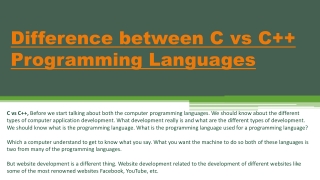 Difference between  C and C   Programming Languages