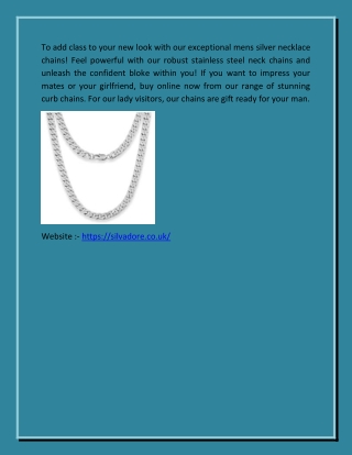 Online Silver Chains For Men - |-( SILVADORE )
