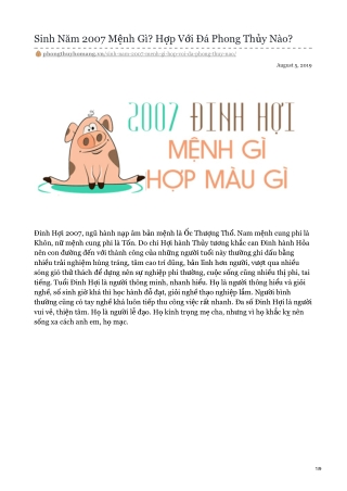 Sinh Năm 2007 Mệnh Gì? Hợp Với Đá Phong Thủy Nào?