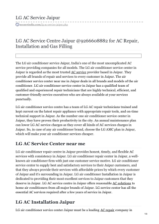 LG AC Service Centre Near Me in Jaipur