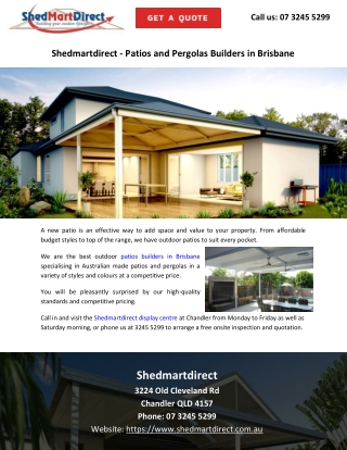 Shedmartdirect - Patios and Pergolas Builders in Brisbane