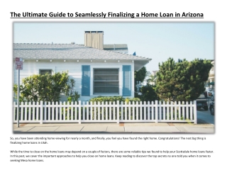 The Ultimate Guide to Seamlessly Finalizing a Home Loan in Arizona