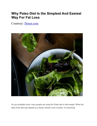 Why Paleo Diet Is the Simplest And Easiest Way For Fat Loss