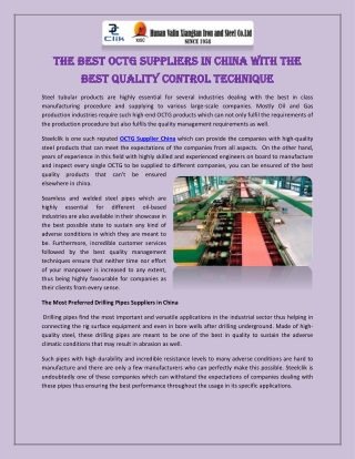 The Best OCTG Suppliers in China with the Best Quality Control Technique