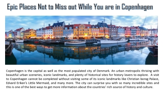 Epic Places Not to Miss out While You are in Copenhagen