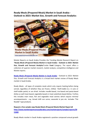 Ready Meals (Prepared Meals) Market in Saudi Arabia
