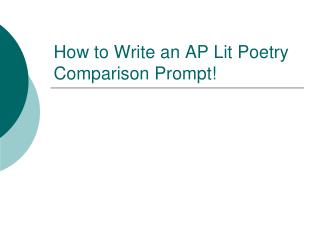 How to Write an AP Lit Poetry Comparison Prompt!