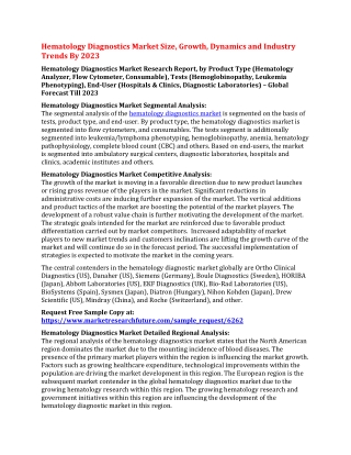 Hematology Diagnostics Market Size, Growth, Dynamics and Industry Trends By 2023