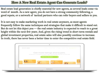 How A New Real Estate Agent Can Generate Leads?