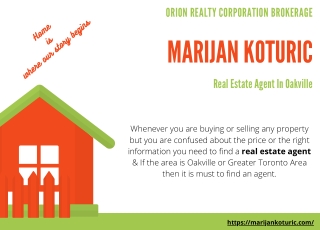 Oakville Real Estate Agent, Marijan koturic